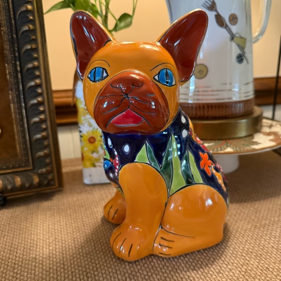 Handcrafted Talavera French Bulldog~Mexican folk art pottery - Picture 2 of 11